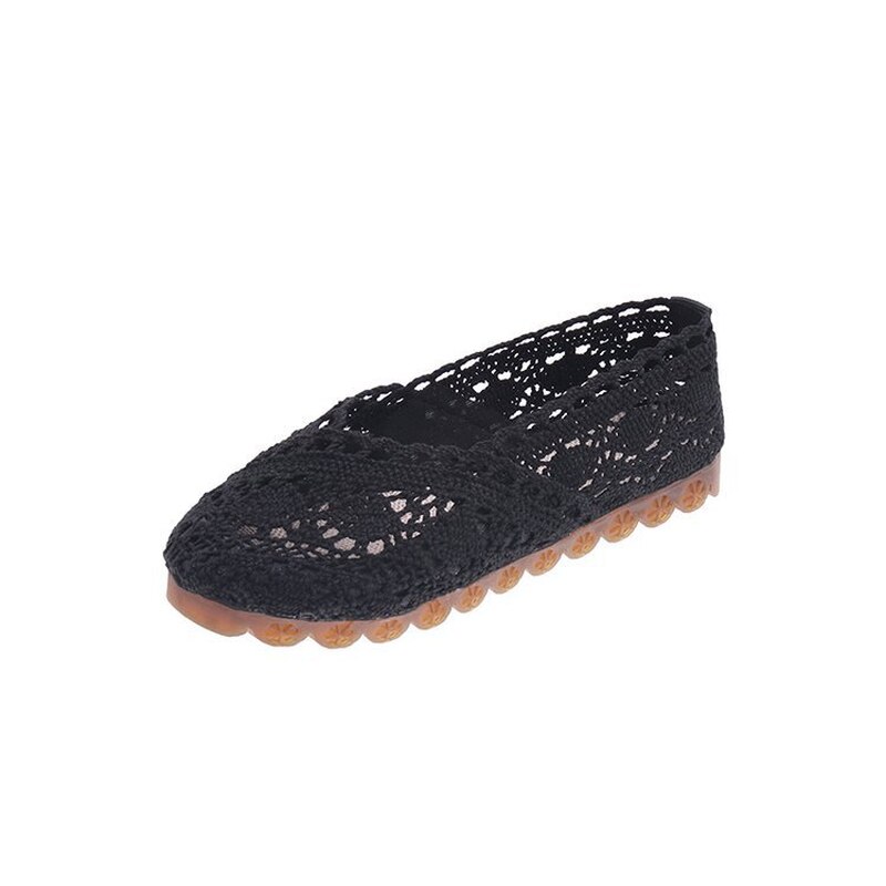 Zapatos de mujer, verano , tela con huecos de encaje, zapatos de guisantes, zapatos planos informales para mujer, mocasines de tela tejida a mano de fondo suave transpirable
