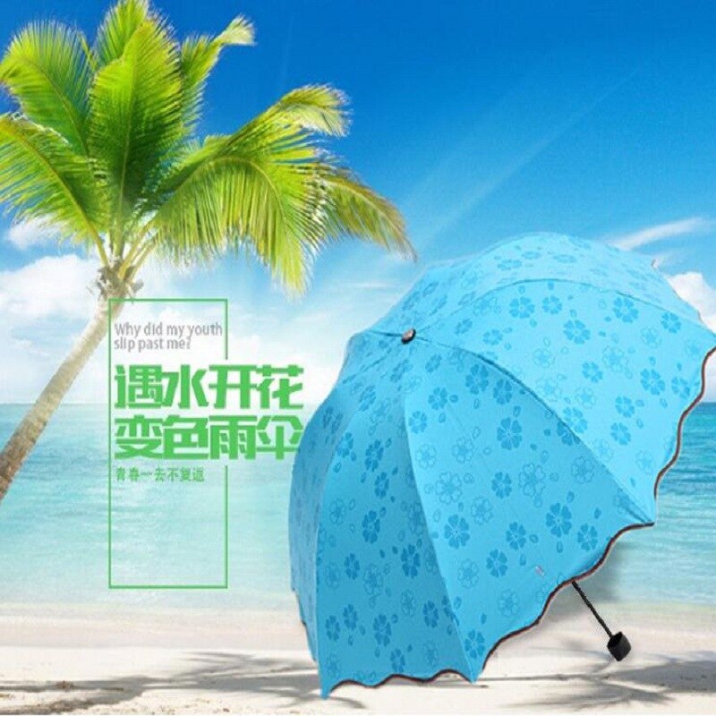 Paraguas de lluvia estilo universitario resistente al agua, paraguas que cambia de Color, sombrilla gruesa para mujer protección UV Water Open Th