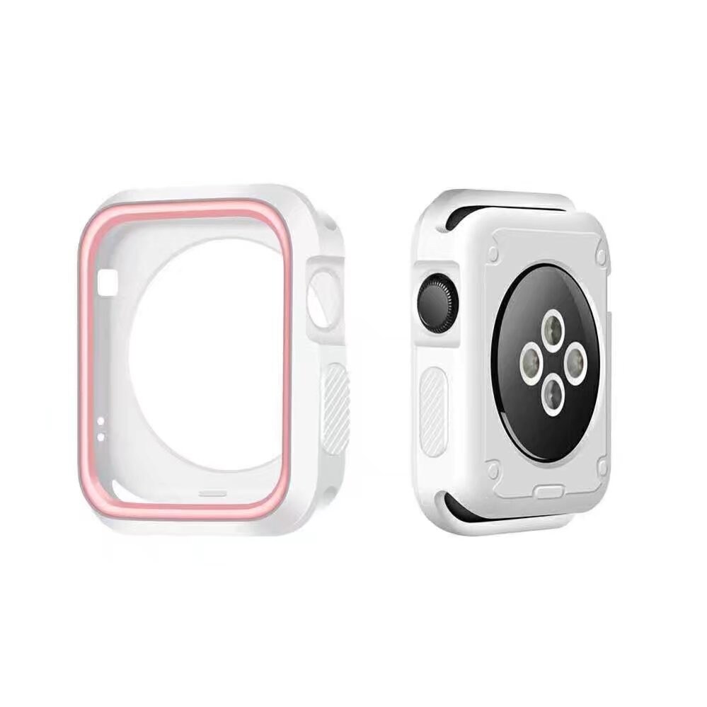 Faldmodstand silikone cover til apple watch 4 urkasse iwatch series 1 2 3 4 dæksel 44/40/42/38mm urkasse skal: Hvid lyserød / 44mm serier 4
