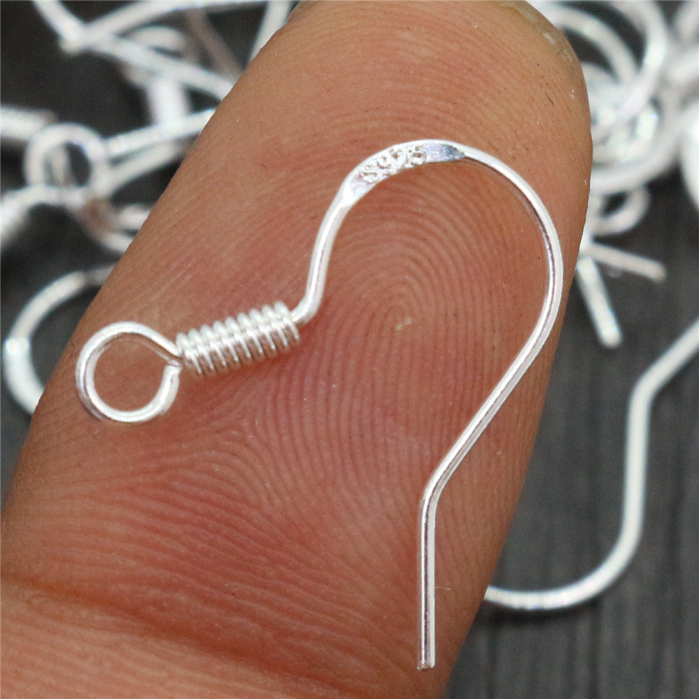 50 Uds. De 2 estilos, 925 de plata esterlina, pendientes de oro de rodio, ganchos, accesorios para hacer joyas