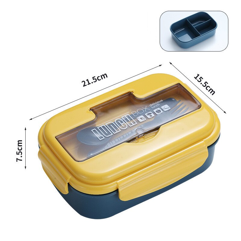1100ml Healthy Material Lunch Box With Soup Cup Leak-Proof Microwave Bento Box Dinnerware Set Food Storage Container: Blue