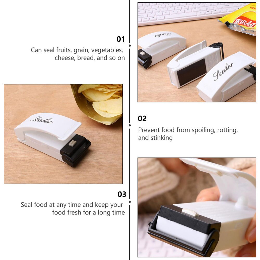 1 pc forseglingsværktøj lille forsegler maskine madbevarelse uden batteri (hvid)
