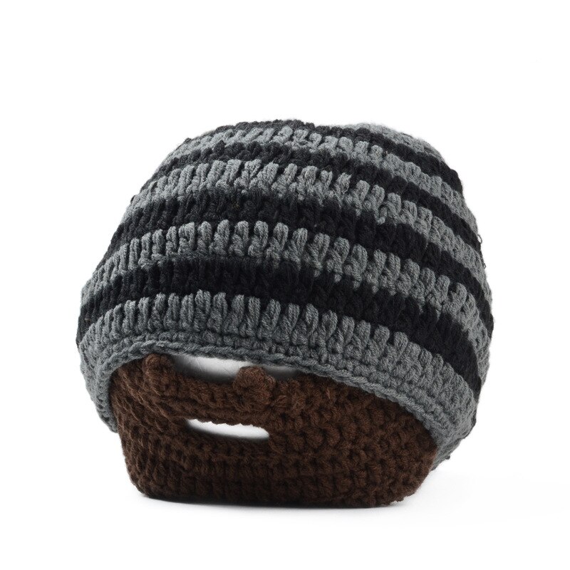 YGYEEG warm Herren Schnurrbart Mützen Coole Punk Warme Winter Neuheit Hütte Häkeln Mütze Bart Gesichtsmaske Ski Wärmer Hütte Kappen Patchwork: Schwarz grau Bart