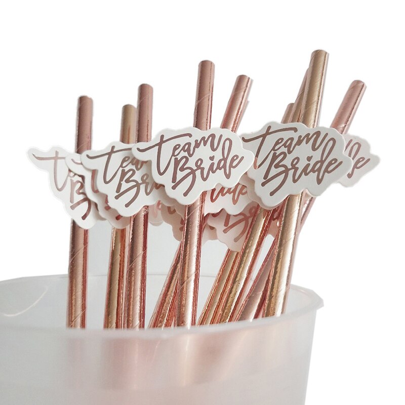 10Pcs Bruid Om Rose Goud Stro Team Bruid Bruiloft Drinken Vrijgezellenfeest Decoratie