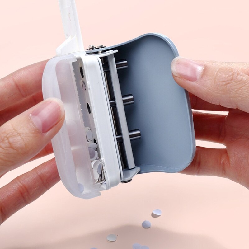 Portable Hole Puncher 3/6/9 Holes w/ Positioning Ruler Confetti Box 5 Sheet Capacity Skid-Resistant Base for School Home