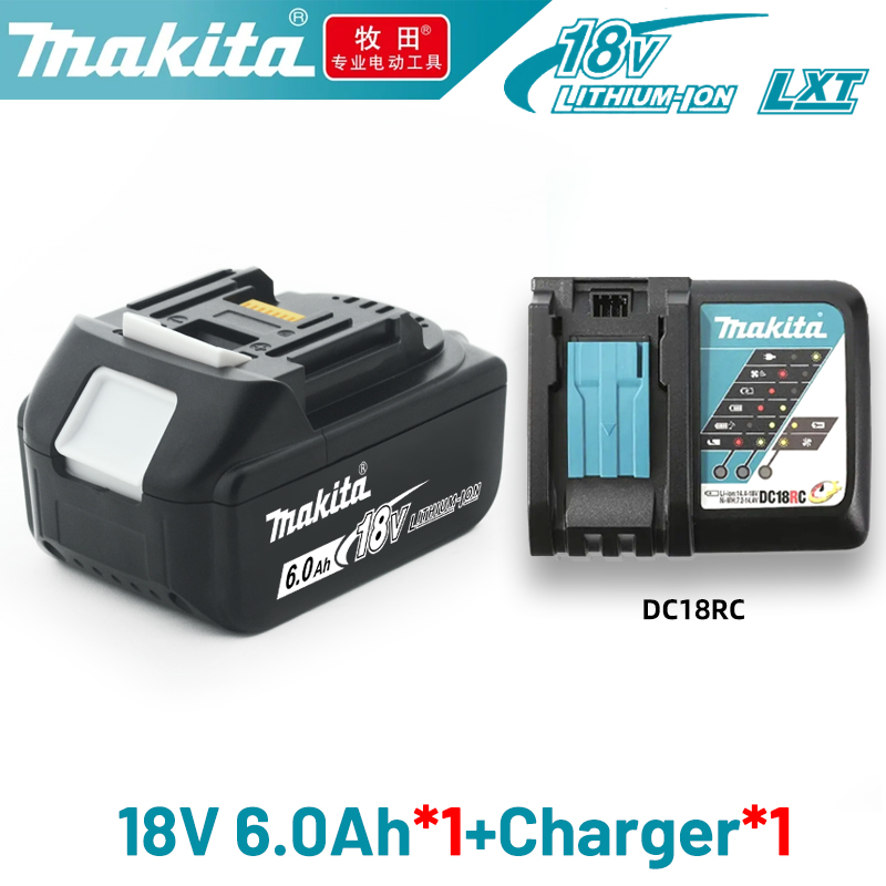 Original 18V Makita Lithium Battery 5AH 6AH 9AH BL1860B BL1850B bl1840 battery 100% BL1860 BL1815 18V Makita Charger: Lavender