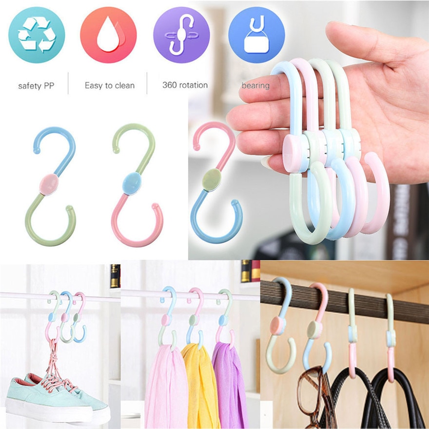 3 stks 360 graden draaibare Plastic Vorm Haken Draaibare Rack Schoenen Handdoek Zak Houder voor Thuis Levert #1221 A1 #