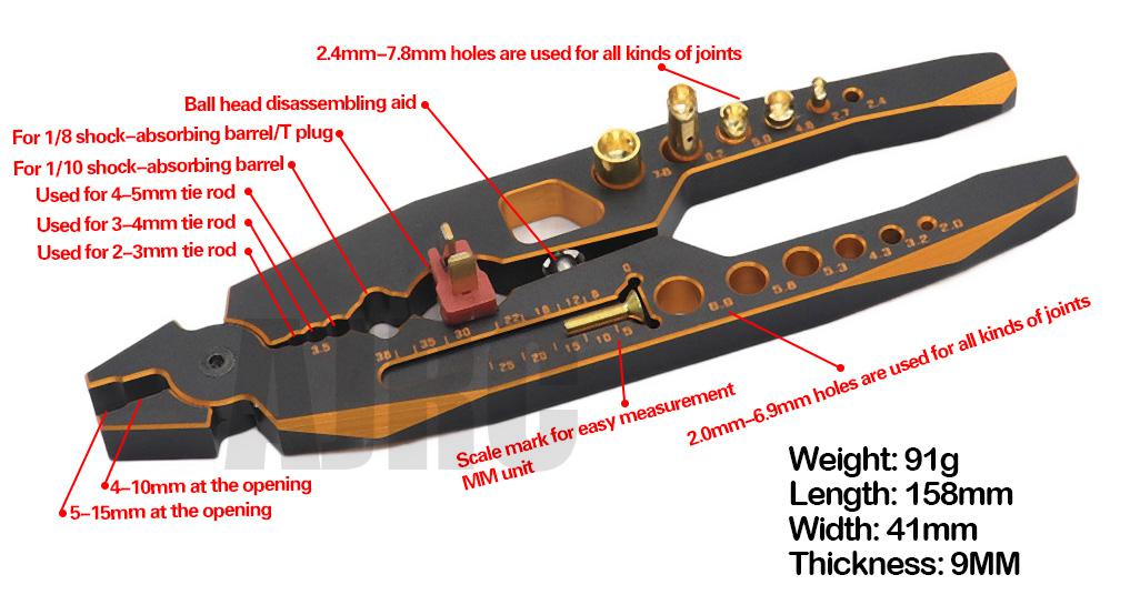 Remote control car assembly tool all-metal multi-function RC shock-absorbing tool pliers Ball nose pliers Suspension lever tool
