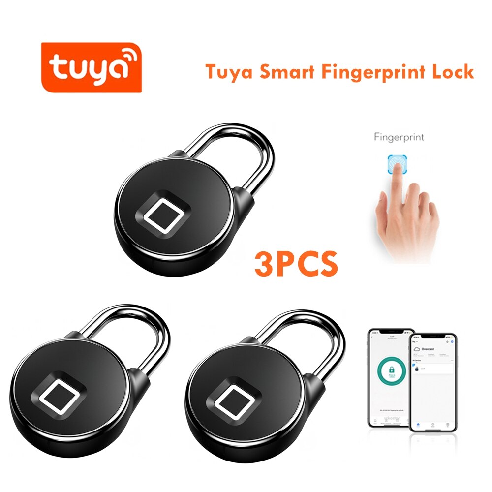 Tuya-cerradura inteligente con huella dactilar para el hogar, dispositivo de cierre de puerta con Bluetooth y huella dactilar, resistente al agua IP65, recargable por USB, de seguridad sin llave