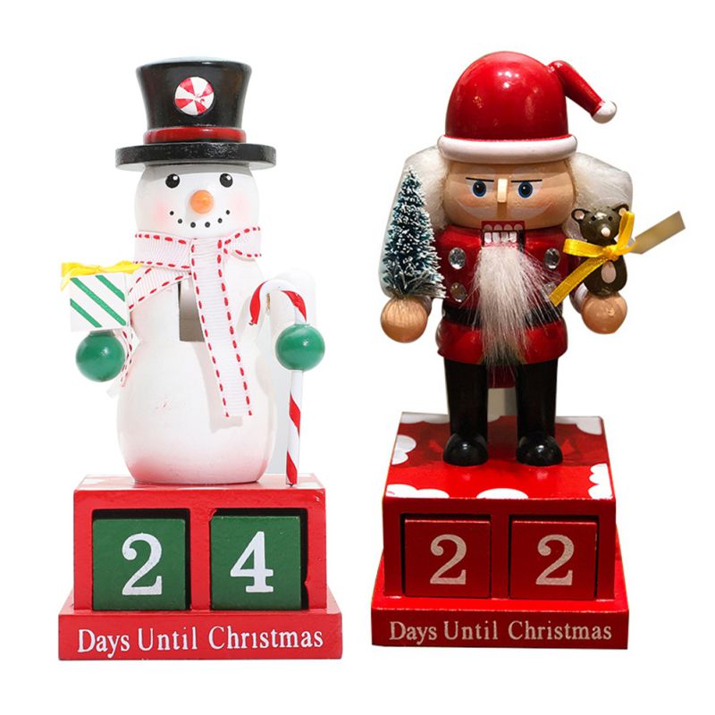 Snowman Shape Christmas Decoration Wooden Countdown Calendar Cute Cartoon Decoration Countdown calendar
