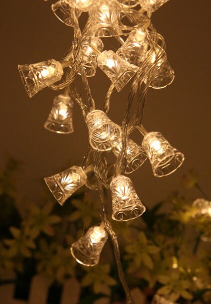 Glowing Waterproof LED Christmas Bell String Lights Colourful Twinkle Lamp Garden Party Decoration