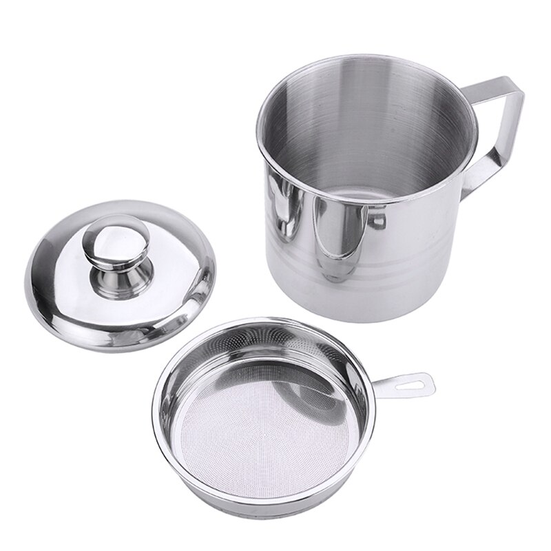 Oil Strainer Pot Stainless Steel Container Jug Storage Can with Filter Leakproof Cooking Oil Pot Dispenser Kitchen Tools