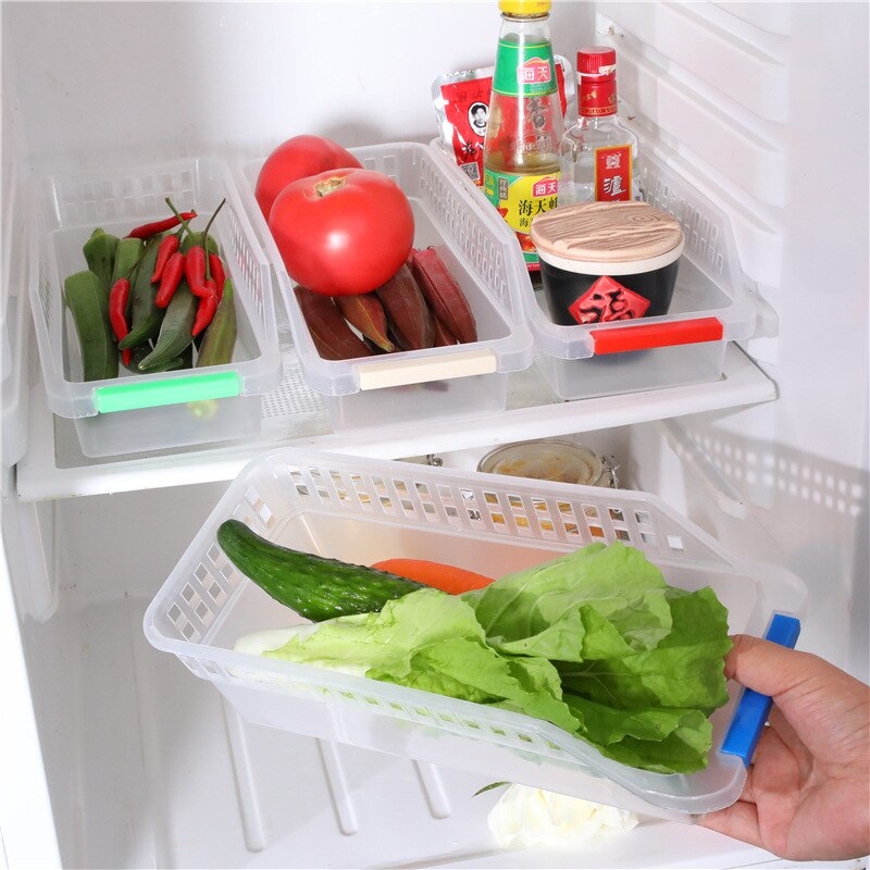 Kitchen Adjustable Stretchable Refrigerator Organizer Drawer Basket Refrigerator Drawers Vegetable Storage Rack Holder J025: Random color 1pcs