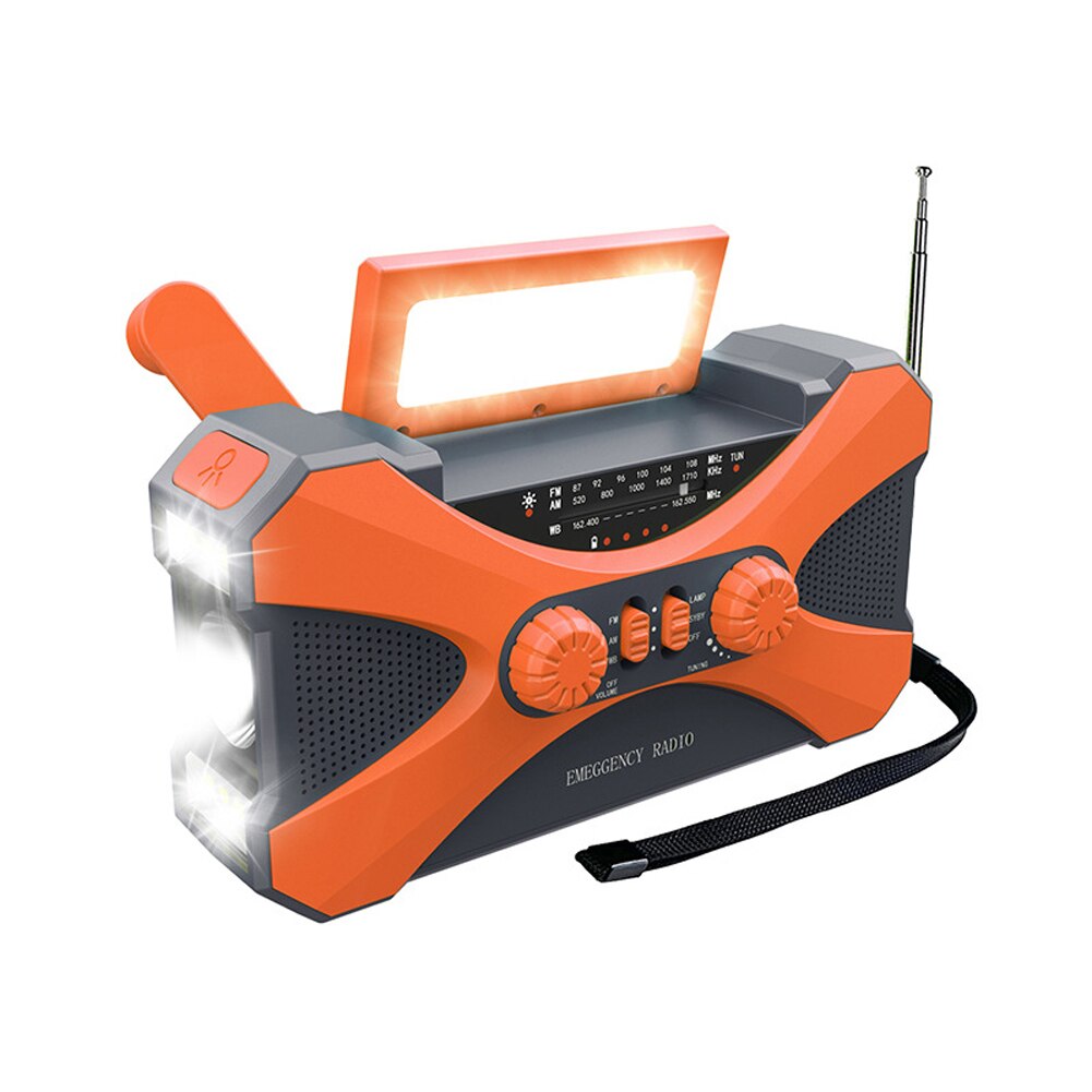 Multifunctional Hand Crank Electric Generator Portable Radio AM/FM/NOAA Emergency Radio USB Solar Power Supplys LED Flashlight: Orange