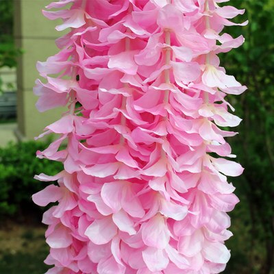 20/50 100Cm Kunstmatige Simulatie Hydrangea Orchidee Wisteria Bloem String Voor Diy Bruiloft Boog Vierkante Rotan Muur Opknoping Mand: 20 Pieces / Roze