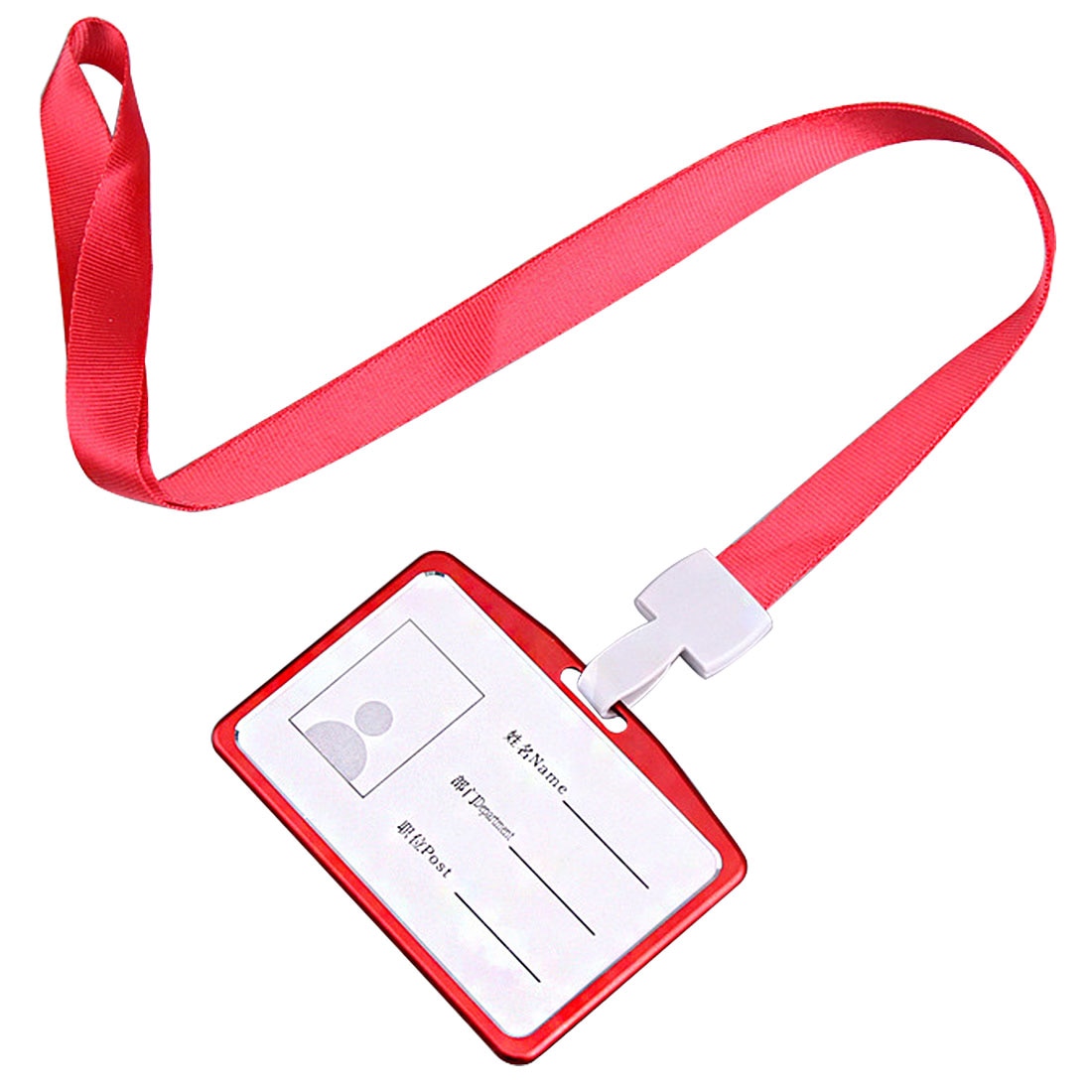 Aluminum Alloy Metal Vertical ID Badge Holder Bank Credit Card Bus Cards Case Cover Holders With Lanyard: horizontal red