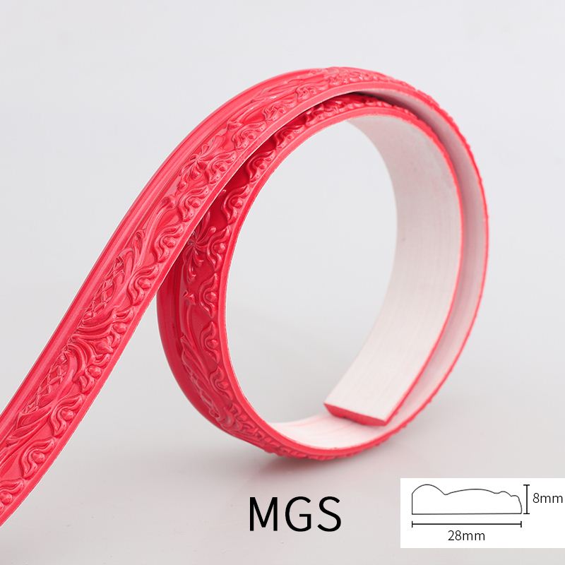 Plaster line living room background wall decorative border PVC line door frame line: Rose red