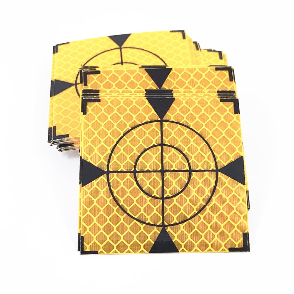 100 Pcs 60X60 Mm Reflector Vel Voor Total Station Landmeetkundige Geel + Driehoek Reflecterende Sticker Maat 20X20 30X30 40X40 50X50 Mm
