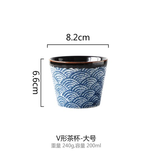 Hav krusning japansk stil husstand tekande keramisk tekande kungfu te sæt filter tekande tekop restaurant enkelt pot: B 8.2 x 8.2 x 6.6cm