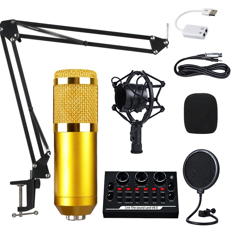Professionele Condensator Microfoon Voor Pc Voice Recording Microfoon Voor Karaoke Microfoon Mic Kit Geluidskaart Microfoon BM800