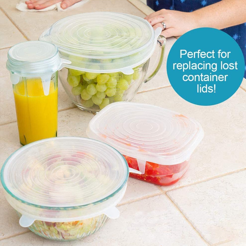 12Pcs Reusable Food Packaging Cover Silicon Food Fresh-Keep Sealing Cap Vacuum Stretch Kitchen Silicone Cover