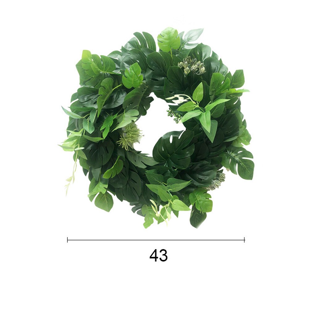 35cm kunstige grønne blader kransdør hengende veggvindu bryllupsfest jul dekor dekorative blomster dekorasjoner: C