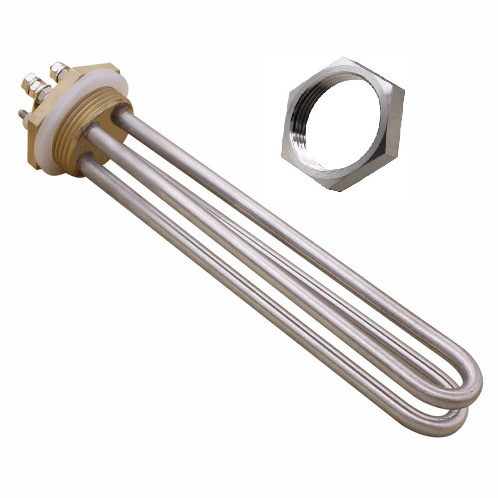AIICIOO DN32 Tubular Water Heater Element Immersion Heaterfor Homebrewing SUS304 1.25inch BSP 24V 36V 48V: 48v 1500w / with locknut