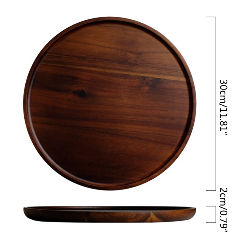 GXMA Wood Serving Tray Round Shaped Storage Trays Dessert Dinner Breads Fruit Snacks Food Display Dishes Tea Tray for Kitchen