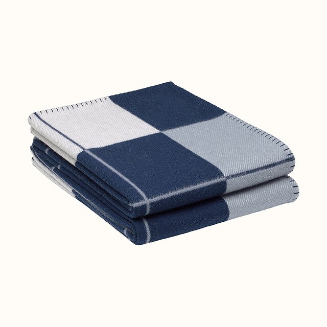 Couverture Plaid H en cachemire tricotée, châle en laine douce, châle, Portable et , canapé-lit, polaire, Cape de , 135x170cm: Navy blue blanket