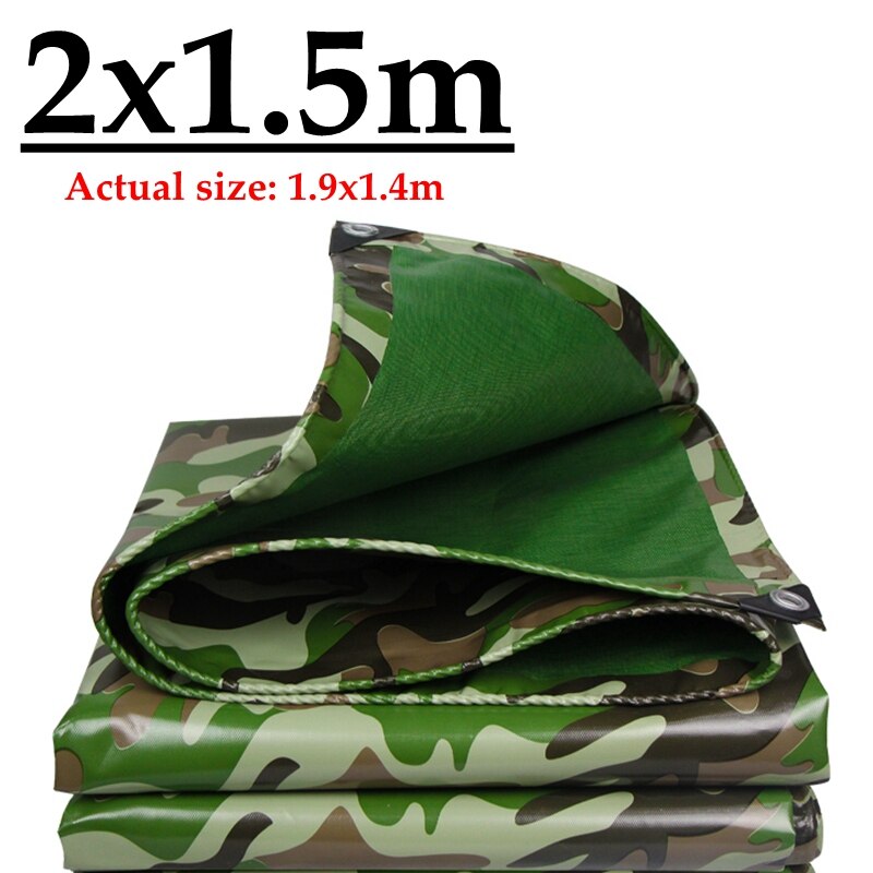 0.4mm Camouflage PVC Waterproof Tarpaulin Grade Rainproof Tarp Garden Plant Balcony Cover Anti-flaming Cloth Forest Fire-proof: 2x1.5m