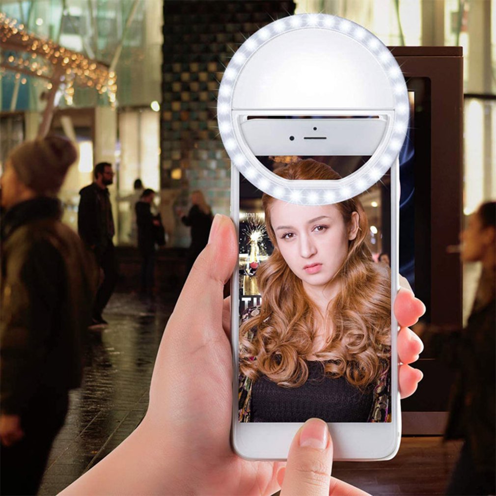 Selfie halka ışık cep telefonu yuvarlak ışıklı uyarı işareti Selfie dolgu işığı taşınabilir telefon LED halka ışık Selfie dolgu ışığı