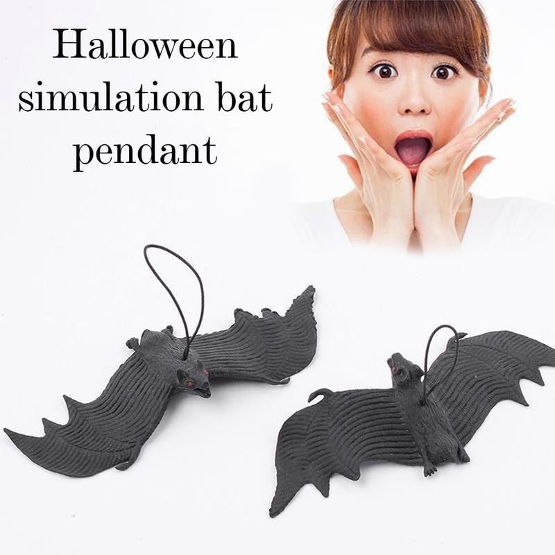 1pcs Halloween Simulation Bat Trick Toy Children Prank Simulation Horror Bat Model Hanging Prop Halloween Party Decoration