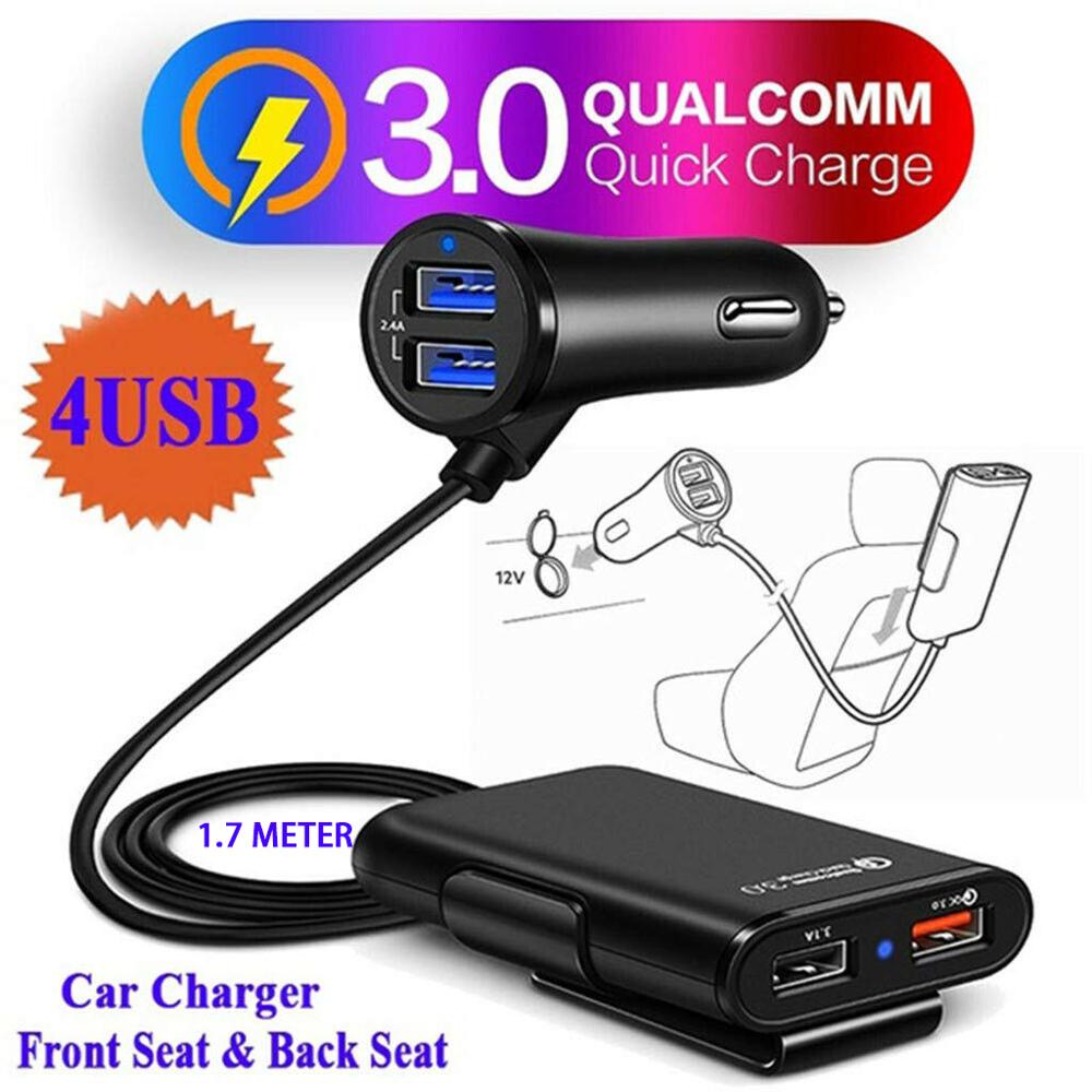 Qc3.0 4 usb-porttia pikalatauspuhelimen autolaturi sovitin etupenkille takapenkille tupakansytyttimen sovitin ip hone xs max xr  x8
