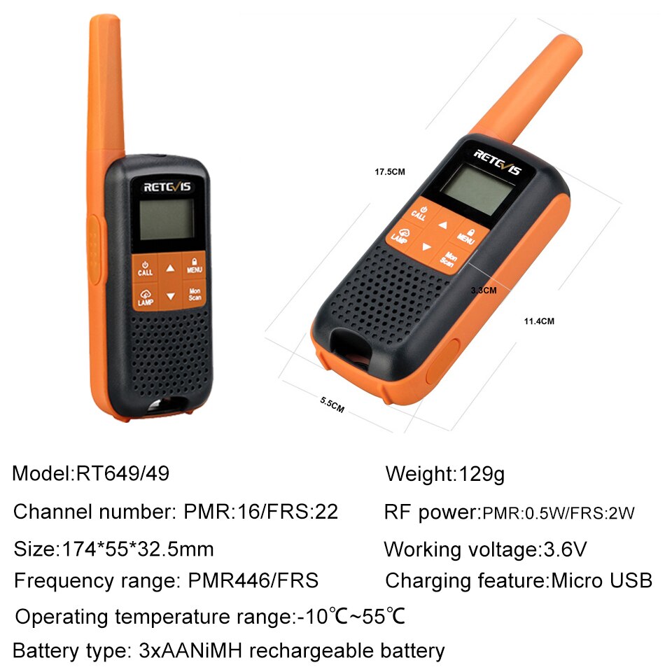 Retevis RT649/RT49 Walkie Talkie 2 stücke PMR446 FRS Familie Verwenden Radio IP65 Wasserdicht Für Jagd NOAA VOX Notfall walkie-Tonfilme