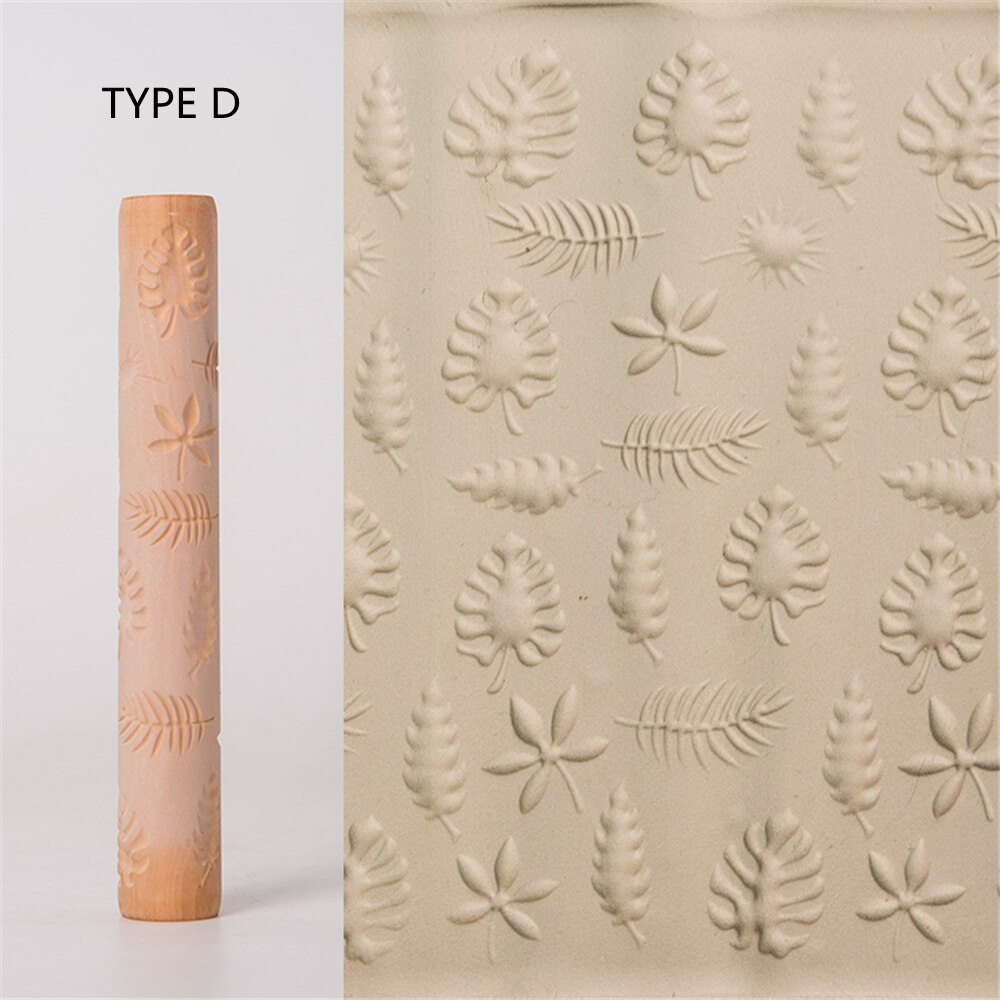 Klei Patroon Roller Houten Handvat Aardewerk Gereedschap Bloem Opluchting Hout Hand Rollen Voor Klei Klei Stempel: TYPE D