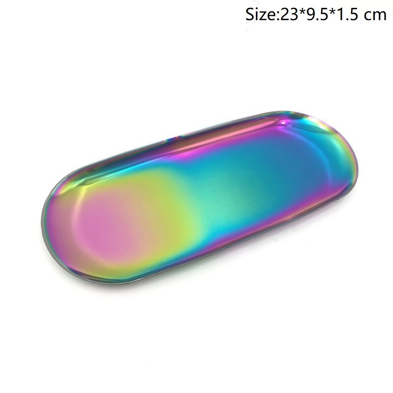 Färgglad metallförvaringsbricka guld oval prickig fruktfat smycken örhänge display fat dessert bröd tallrik kök bar porslin: B-färgglada