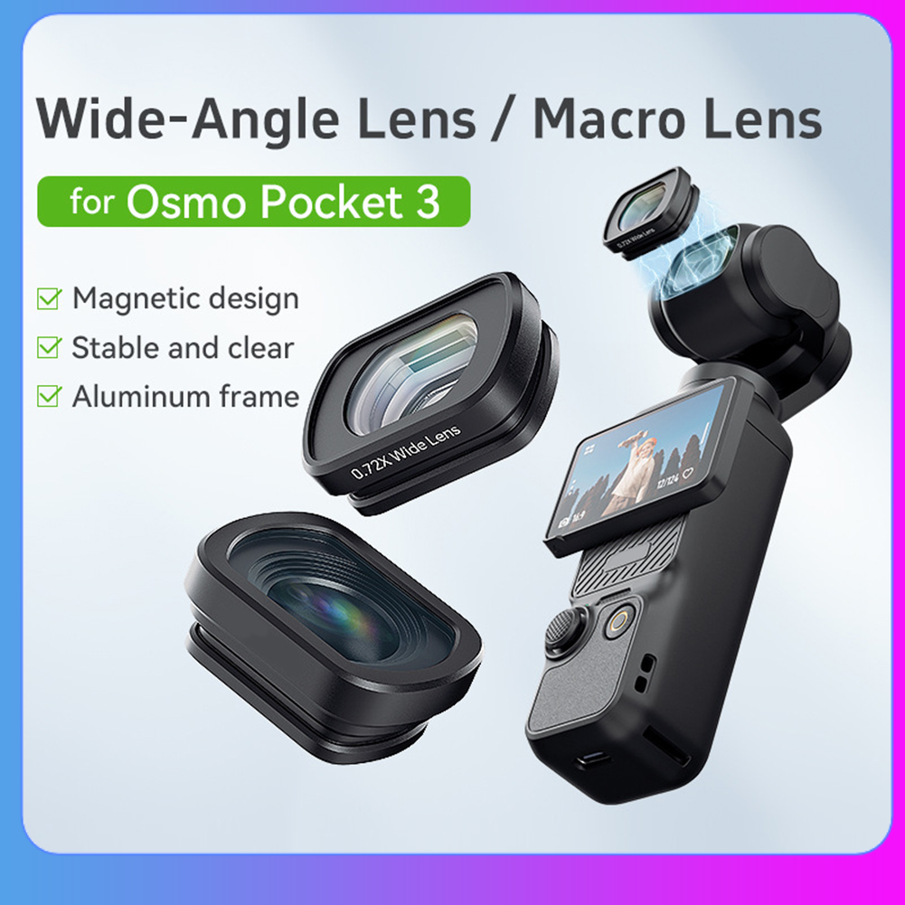 Optische linse für pocket 3 , magnetisches weitwinkel-/makro-/teleobjektiv, optisches glas für osmo pocket 3 zubehör