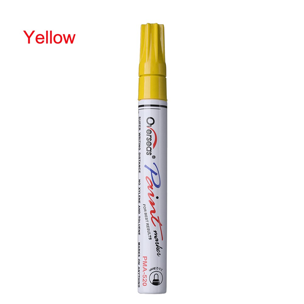 Universele Waterdichte Olie Permanente Verf Marker Pen Band pen Motorfiets Auto Tyre Loopvlak Rubber Metalen Verf Pennen: yellow