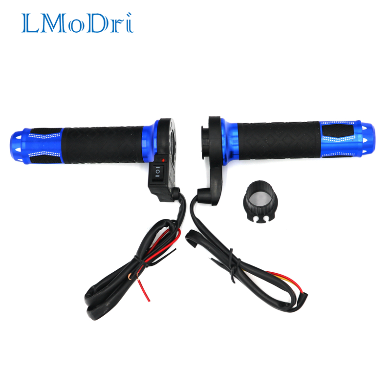 LMODRI Motorcycle Electric Heated Grips Motorbike Grip ATV Scooter 22mm 7/8" Handlebar Hand Warmer Aluminum 12V