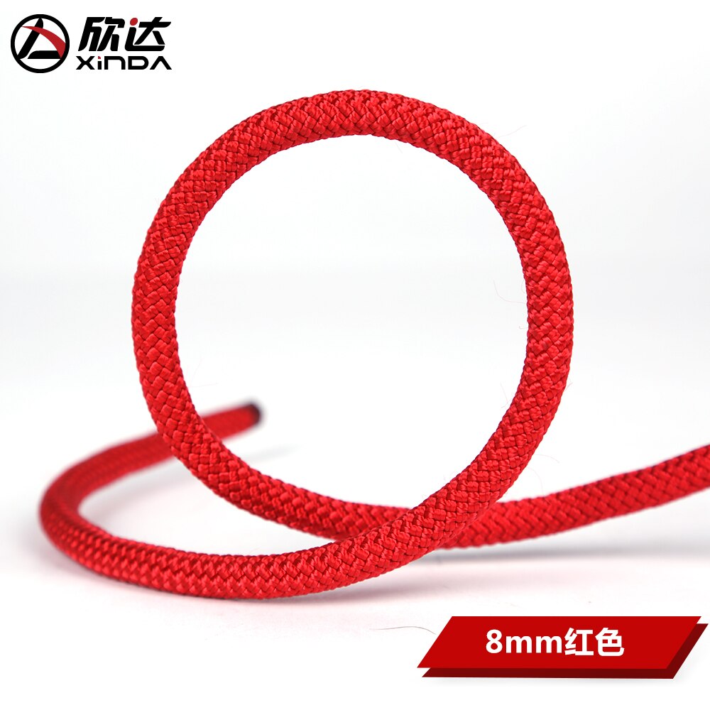 Xinda outdoor 6mm 8mm static rope grab knot rope rescue rope climbing outdoor safety auxiliary rope: 8mm-Red-10meter