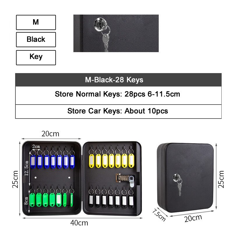 20/28/36 Keys Storage Box Combination Key Lock Multi Keys Classification Organizer Safe Box For Home Office Factory Store: M-Black-Key