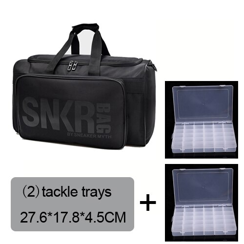 Bolsa para carretes de pesca grande impermeable, mochila para pescar resistente al agua, adecuada para guardar aparejos de pesca al aire libre, bolso de viaje de pesca deportiva tamaño XL: Bag 2 Tackle Trays