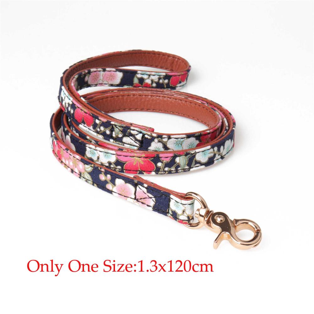 Mode Bloem Print Huisdieren Halsband PU Leer Strik Puppy Kat Vlinderdas Kleine Halsbanden Bandana Outdoor Pet Wandelen riemen: Leash / L