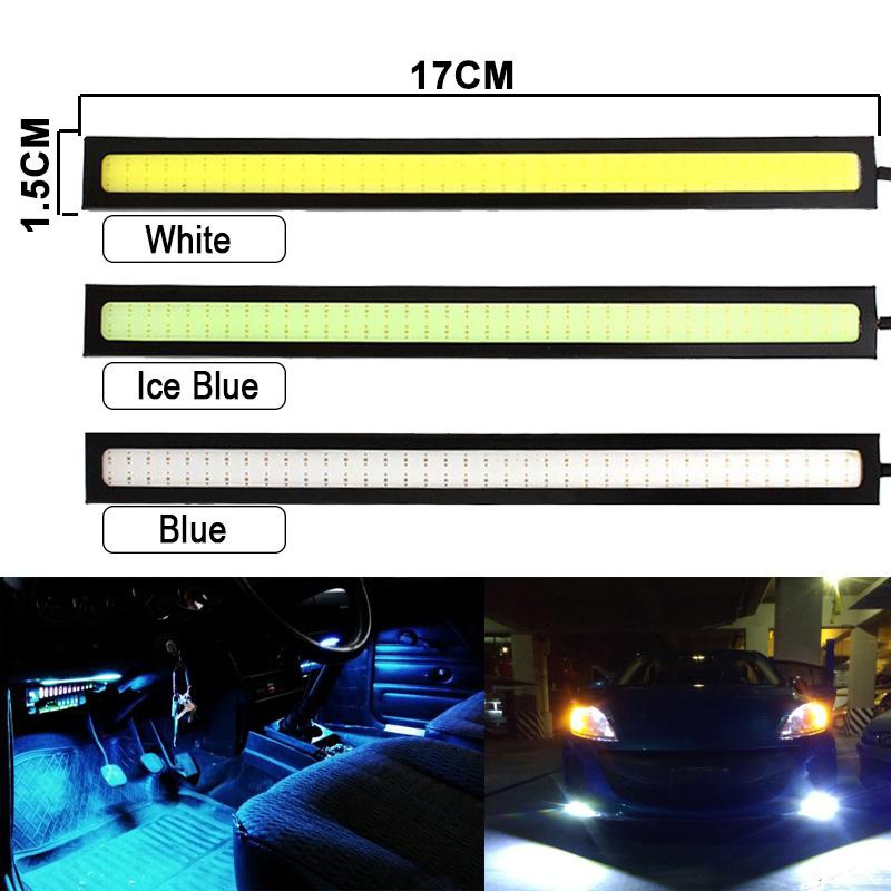 10PCS 17CM LED DRL Waterproof Driving Daytime Running Lights Strip 12V COB LED Car Aluminum Stripes Lights