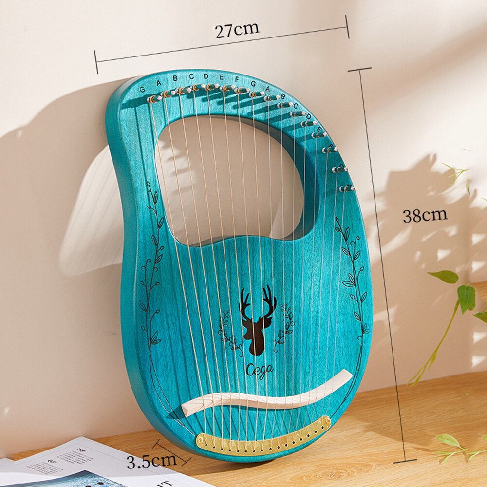 Muslady 16 String Lier Harp Verbeterde Lier Harp Draagbare Massief Houten Harp String Instrument Met Picks Stemsleutel Clear Blue