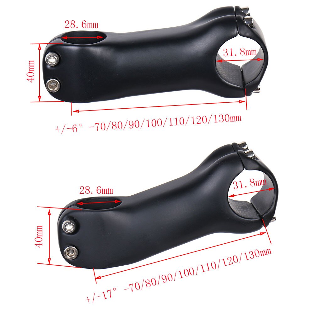 ELITA ONE Bicycle Stem Carbon Fibre MTB/Road Bike Stem 6/17 Degree 31.8MM Handlebar Stem UD/Black 70-130mmmm