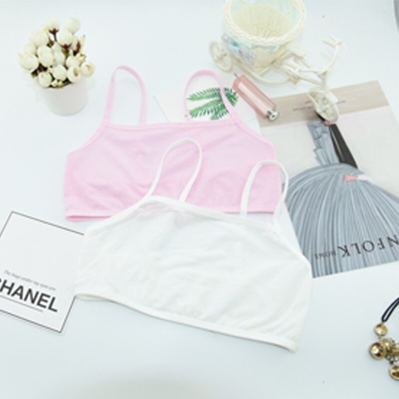 Puberty Teenage Girl Cotton Underwear Student Brassiere Training Bra Solid Color