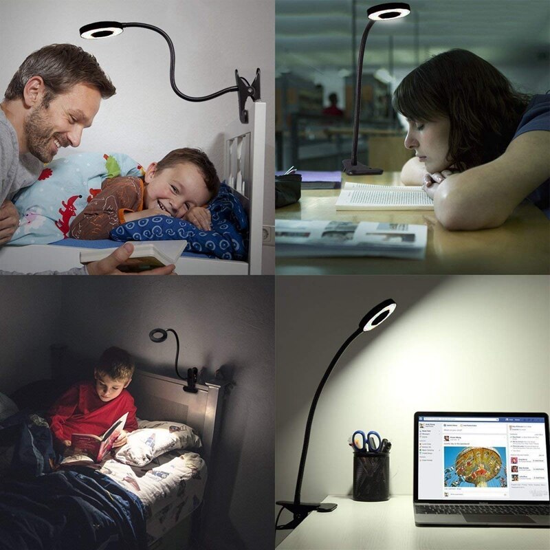 Book Reading Light In Bed - Clip On Lamp With 3 Brightness, Great For Bedside, Makeup Mirror, Headboard, Office, Desk, Dorm Room