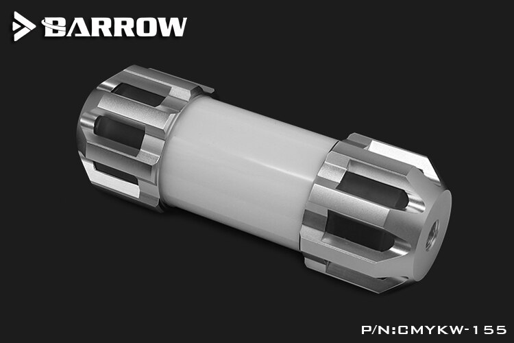 Barrow 155 /205 /255mm x 50mm dobbelt helix t-virus cylindrisk vandkølet kølevæsketank a-rgb lyssystem pmma + aluminiumsafdækning: Sølv 155mm
