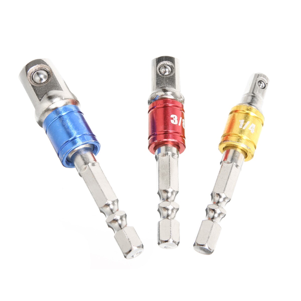 3 stuk Staal Impact Socket Adapter Quick Change 1/4 "Schacht Boor Socket Adapter Converters 1/4" 3/8" 1/2 "Driver Staaf